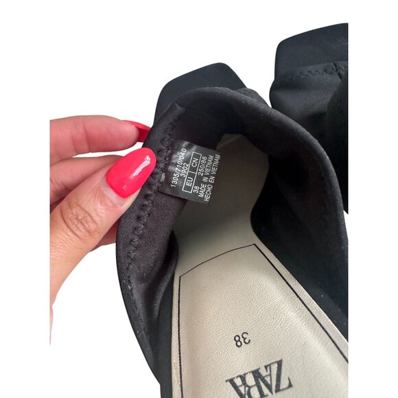ZARA Black Strech Sandals Heels Size 7.5 / 38 - Picture 11 of 11